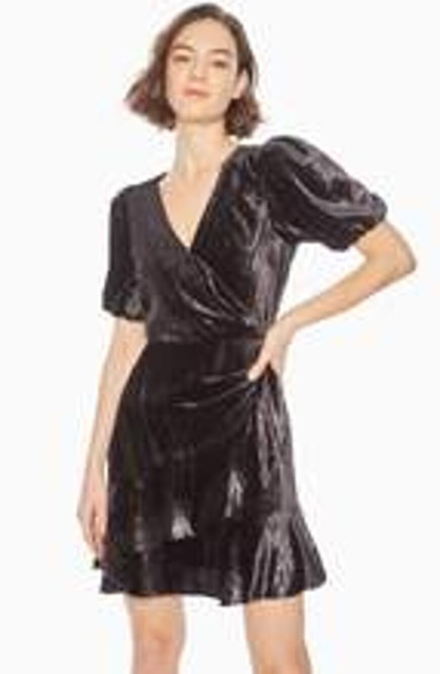 Parker Imperial Foil Dress Black Silver Size 4  Velvet Mini Party Dress